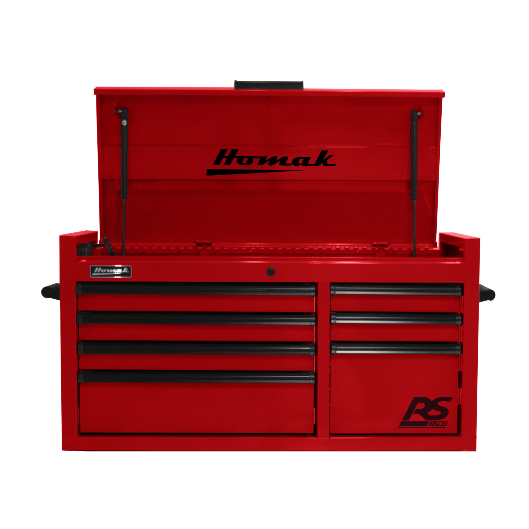 Homak RS Pro, 41in. RS PRO 7 DWR TOP CHEST WITH OUTLET-RED, Width 40.5 in, Height 21.375 in, Color Red, Model# RD02004173